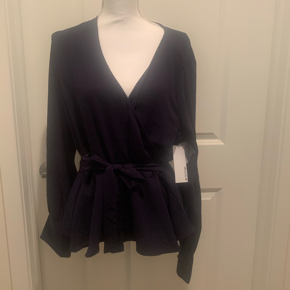 Just Fab Navy Blue Peplum Blouse- NWT